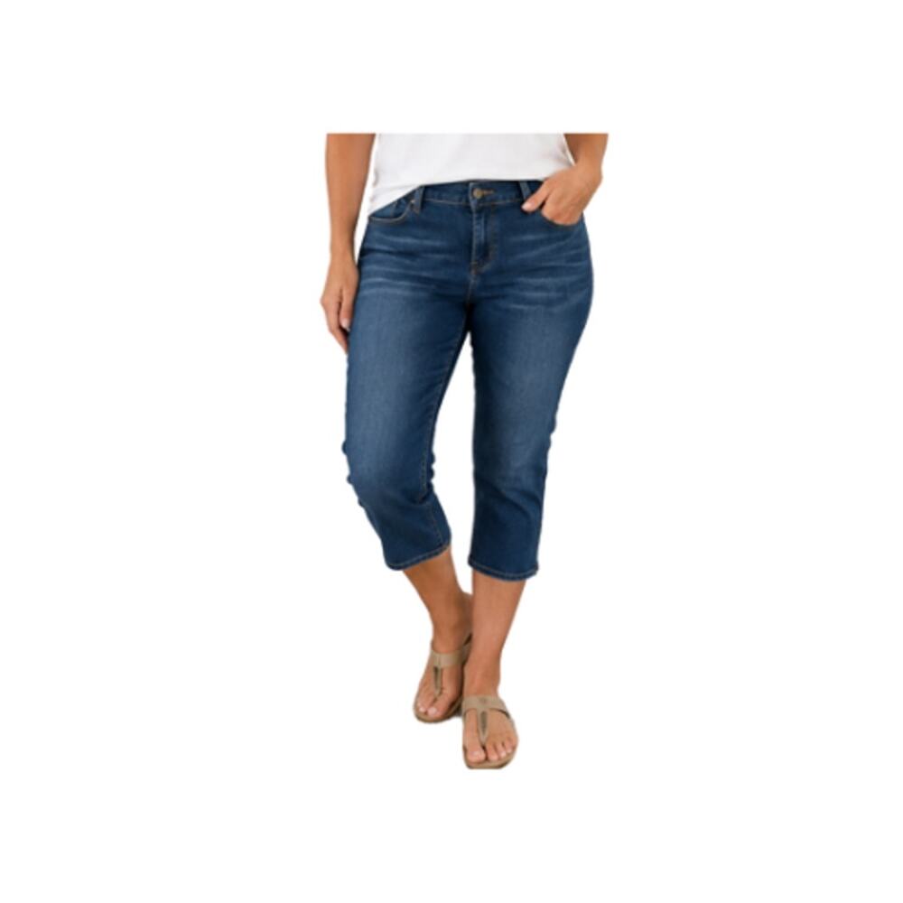 Max Jeans Women's 10 Capri Cropped Stretch Jeans Dark Wash Side Zip